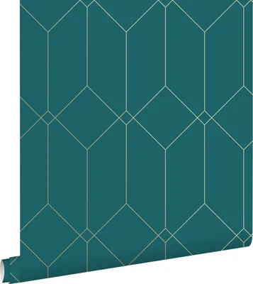 Zdjęcie produktu dla ESTAhome Tapeta motyw art déco złotym,zielonymIniebieskim 53 cm x 10.05 m