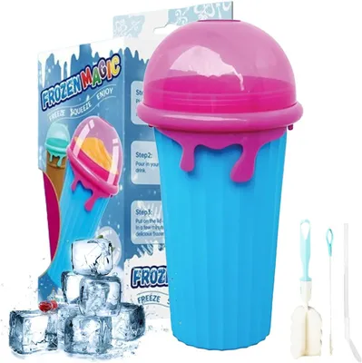 Obrázek produktu pro Kelímek na ledovou tříšť, silikonový kelímek na ledovou tříšť, kelímek na ledovou tříšť a smoothie, kelímek na ledovou tříšť s lžičkou a brčkem