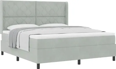Produktbild von Boxspringbett mit Matratze Hellgrau 180 x 200 cm Samt