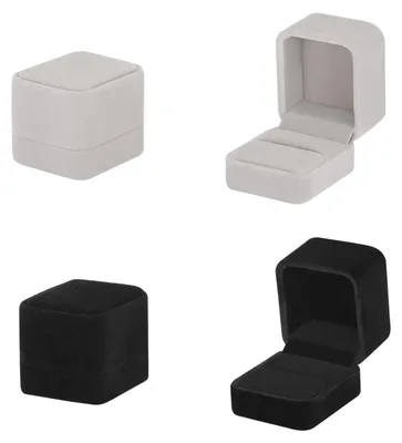 Imagen del producto de Juego de cajas para anillos, de 2 piezas, de terciopelo, pequeñas, para guardar joyas