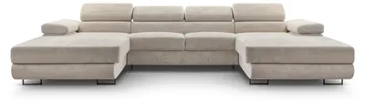 Produktbild von Masseno Ecksofa GIULIO mit Schlaffunktion U-Form, Sofa mit Bettkasten, Wohnzimmersofa, Couch, Soffa, Bettsofa, Couchgarnitur- Beige, POSO 100