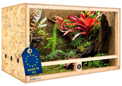Terrarium 100x60x60 cm OSB-3 mit Hygrometer und Seitenbelüftung