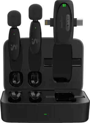 Productafbeelding van imoshion MultiMic Duo Pack microfoon met oplaadcase - Dasspeld microfoon - Draadloos - 3,5 mm AUX / USB-C / Lightning