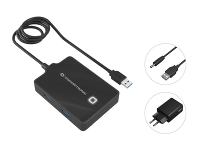 Zdjęcie produktu dla Conceptronic HUBBIES11BP, USB 3.2 Gen 1 (3.1 Gen 1) Type-A, Czarny, USB 3.2 Gen 1 (3.1 Gen 1) Type-A, Chiny, 87 mm, 55 mm