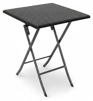 Produktbild von Relaxdays Gartentisch klappbar BASTIAN quadratisch H x B x T: 74 x 61,5 x 61,5 cm, Metall, Kunststoff, Rattan-Optik, schwarz