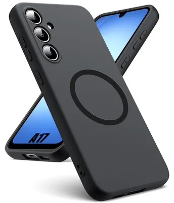 Image de Coque pour Samsung Galaxy A17 4G/5G, Silicone Liquide Anti-Rayures avec Cercle Magnétique - Noir