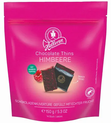 Produktbild von Halloren Chocolate Thins Himbeere 150g