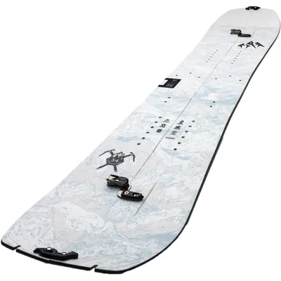 A splitboard is shown on a white background.