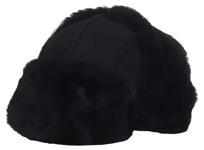 Produktbild von Pilotmütze Hut aus feinstem Merino Lammfell in 2 Farben außen Naht