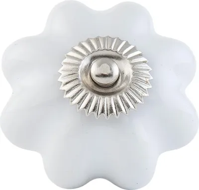 Produktbild von Clayre & Eef Türknauf Ø 4 cm Weiß Silberfarbig Keramik