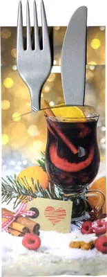 Produktbild von 520 Bestecktaschen mit Serviette Glühwein 20 cm Weihnachten