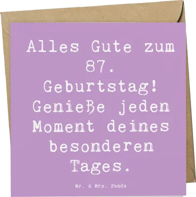 Produktbild von Mr. & Mrs. Panda Grußkarte Spruch 87. Geburtstag - Lavendeltraum - Geschenk, Happy Birthday, Geburtstagsgeschenk, doppelkarte, Liebe und Weisheit, Geburtstagsslogan