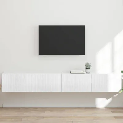 Zdjęcie produktu dla vidaXL Szafka pod telewizor, 2 szt., biały połysk, płyta wiórowa
