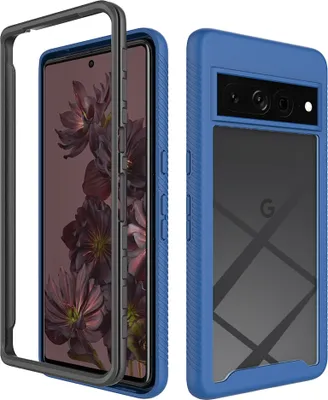Image de Coque Google Pixel 7 Pro, coque arrière transparente hybride, bumper TPU robuste, coque antichoc pour Google Pixel 7 Pro Bleu marine