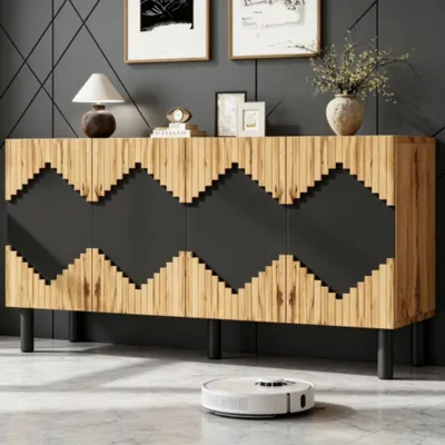 Produktbild von Sideboard, Kommode Schrank mit 2 Türen, Küchenschrank bis 50 kg belastbar, für Wohnzimmer, Buffetschrank 140x40x70cm