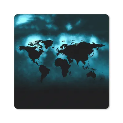 Produktbild von MuchoWow® Mauspad Mousepad Weltkarte - Schwarz - Blau 20x20 cm - Mousepads - Maus Mat - Pad - Mausunterlage - Desk Mat - Bureauartikeln