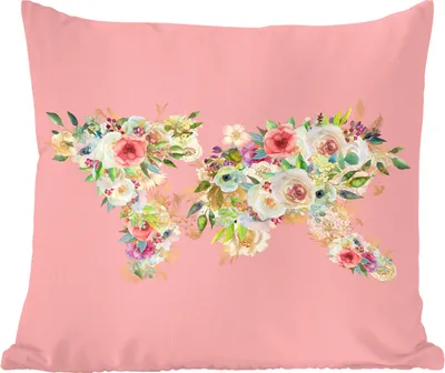Produktbild von MuchoWow® Zierkissen Sofakissen Wohnzimmer Dekokissen 50x50 cm Weltkarte - Blumen - Pastell - Komfort - Sofakissen
