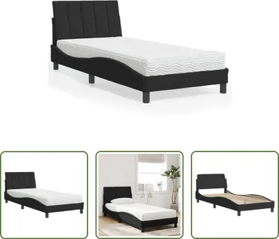 Produktbild von The Living Store Bett mit Matratze Schwarz 90x190 cm Samt