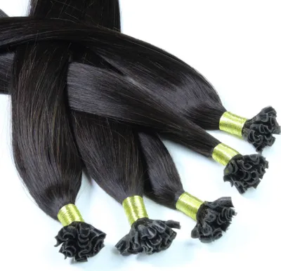 Image de hair2heart extensions de cheveux humains raides - 25 mèches 1g 50cm 4/0 brun moyen