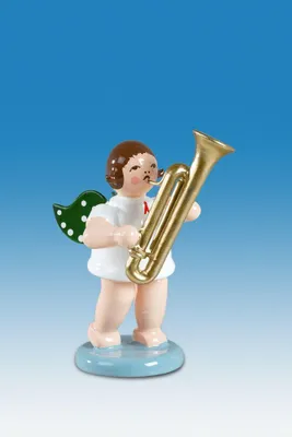 Produktbild von Holzfigur Engel mit Sarrushphon ohne Krone Höhe 6cm NEU