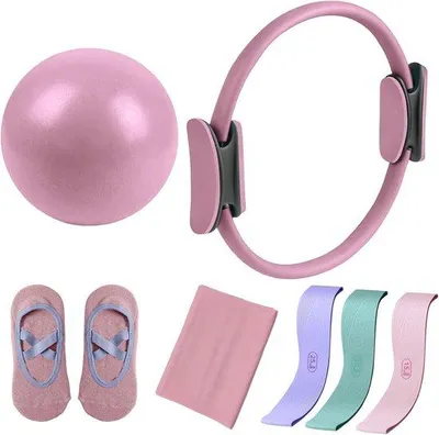 Obrázok produktu pre Súprava na cvičenie pilates, prenosný fitness set „všetko v jednom“, pre ženy, na cvičenie doma aj v posilňovni, na formovanie postavy a posilňovanie