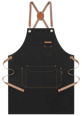Baumwoll-Canvas-Küchenschürze mit Taschen, Kreuzrücken, 63x80 cm