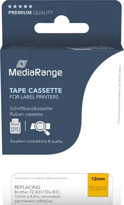 Immagine prodotto di MediaRange MRBTZB31 MediaRange Schriftbandka. Brother TZ-B31/TZe-B31 12mm 8m sw