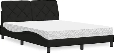 Image de Lit avec matelas noir 140x190 cm tissu