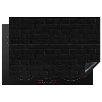 Produktbild von KitchenYeah© Herdabdeckplatte Ziegel - Schwarz - Steinoptik , 78x52cm, Küche Deko, Glaskeramikkochfeld Herdabdeckung, Abdeckplatte fùr Kochfeld