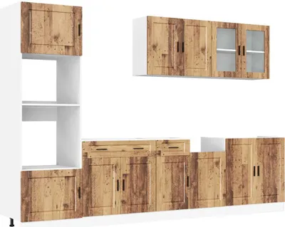 Produktbild von 7-tlg. Küchenschrank-Set Porto Altholz-Optik Holzwerkstoff