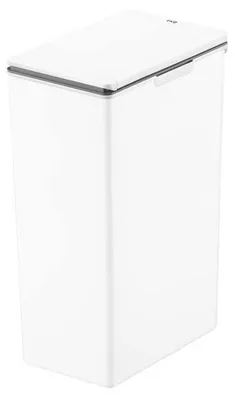 Produktbild von Moderner quadratischer Abfalleimer mit Touch-Bar-Deckel | 40 Liter, HxBxT 63x24,5x37cm | Weiß