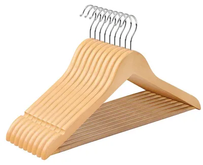 Image de Cintres en bois d'érable – 20 pièces – Rotatifs à 360° – Pour vêtements et pantalons