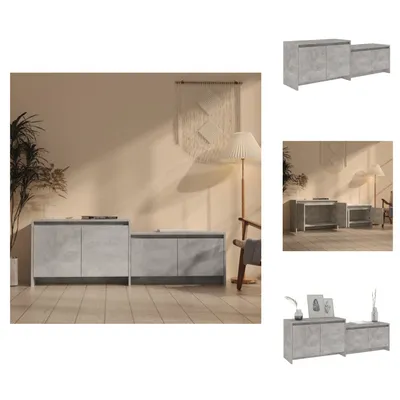 Image de vidaXL Meuble TV gris béton, 146,5 x 35 x 50 cm, panneaux de particules - Meuble TV