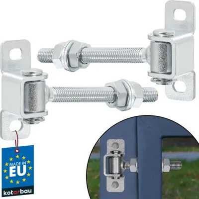 Produktbild von KOTARBAU® 2er Set Torangel Einstellbar 115 mm M12 Scharniere für Gartentor Stahl Torband mit Anschraubplatte Schwerlastscharnier Torbänder