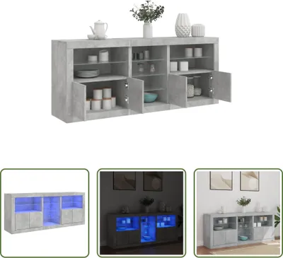 Produktbild von The Living Store Sideboard mit LED-Leuchten Betongrau 162x37x67 cm