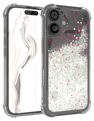 Produktbild von EAZY CASE - Glitzer Hülle kompatibel mit Apple iPhone 16 Glitzer Schutzhülle, Soft Case, Backcover Transparent mit Motiv