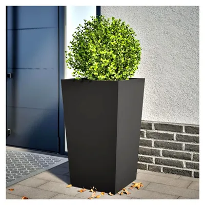 Produktbild von Pflanzkübel Hochbeet aus Metall für Garten und Terrasse Schwarz 45x45x75 cm