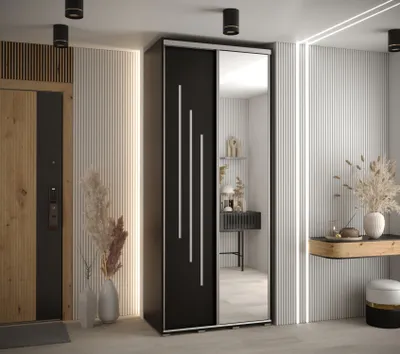 Obrázok produktu pre Šatníková skriňa ASIRI 9 - 120/45 cm, čierna / strieborná