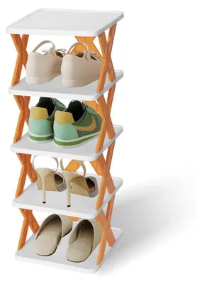 Produktbild von Schuhregal Schmal 5 Ebenen Orange Platzsparend Organizer für Flur Wohnzimmer Badezimmer