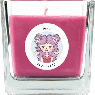 Produktbild von HS Candle "Sternzeichen" Duftkerze Lavendel im Bonbonglas ( Waage ) - viele Motive zur Auswahl, 190g - Brenndauer bis zu 50 Std - Libra