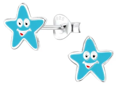 Produktbild von Kinderohrstecker: Mädchen Ohrringe Silber 925 „Stern“ Blau