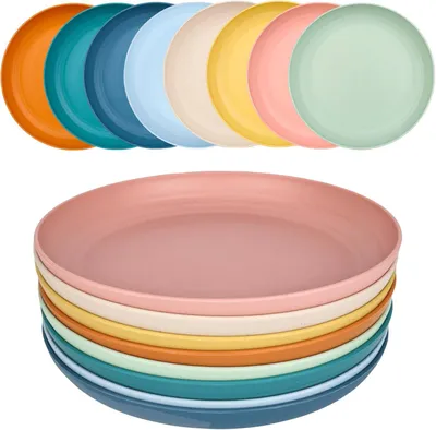 Obrázok produktu pre Plastové taniere, 8 kusov, priemer 23 cm, stohovateľné, vhodné do umývačky, ideálne na oslavy