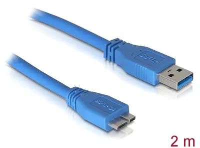 Produktbild von DeLOCK Micro USB 3.0 - 2M, 2 m, USB A, 5 Gbit/s, Blau