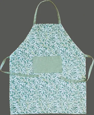 Productafbeelding van Raebel - 440 - Keukenmotief Bladeren - groen. Ovenwanten en schort, afmetingen: 68 x 80 cm. Schort met strik
