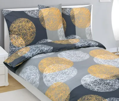 Obrázok produktu pre Bavlnená posteľná bielizeň - oranžová, sivá - 140x200, 70x90