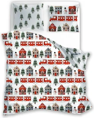 Produktbild von Bettwäsche Set 2tlg 140x200cm – Baumwolle Weihnachtsbettwäsche (Scandic 075) – Motiv Weihnachtszug