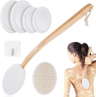 Produktbild von Famanu Rückenbürste mit langem Griff – Set mit wechselbaren Bürstenköpfen