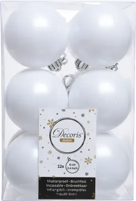 Produktbild von Vianočné ozdoby plastové 6cm zimné biele, 12 kusov