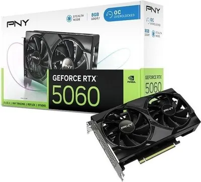 Obrázek produktu pro Grafická karta PNY GeForce RTX 5060, 8 GB, přetaktovaná, duální ventilátor, DLSS 4, IA, 4K 8K