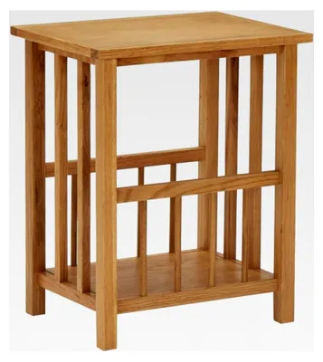 Produktbild von Couchtisch aus Eiche und MDF mit Ablage, kompaktes Möbelstück für Wohnzimmer zur Aufbewahrung von Zeitungen und Zeitschriften, rustikales Design für die Heimdekoration